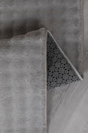 Yuvarlak Gri Uzun Tüylü Yumuşak Peluş Kaymaz Yıkanabilir Salon Oturma Odası Balkon Halısı 100 x 100
