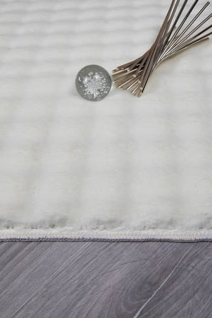 Yuvarlak Krem Uzun Tüylü Yumuşak Peluş Kaymaz Yıkanabilir Salon Oturma Odası Balkon Halı 60 x 60