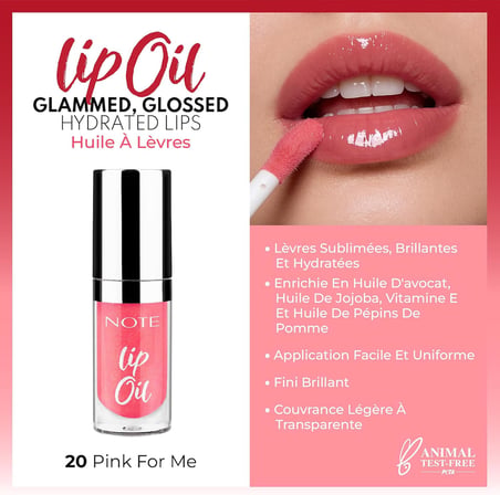 Cosmetics Lip Oil 20 Pink For Me Nemlendirici ve Parlatıcı Dudak Bakım Yağı, Pembe