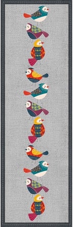Home 40X140Cm Premium Tay Tüyü Dokuma Leke Tutmaz Kumaş Masa Örtüsü Runner Otantik Kuşlu Rnr209