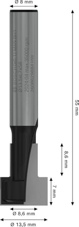 6 mm Ahşap T Oluk Açma Freze Ucu 2608629684