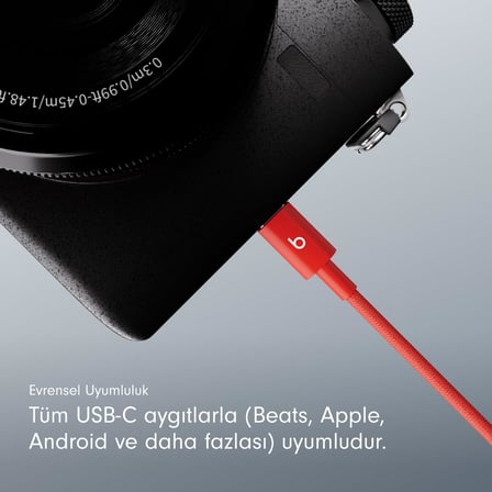 USB-C'den USB-C'ye Örgülü Kablo, Hızlı Şarj, Dayanıklı/Dolanmayan, Apple ve Android Aygıtlar İçin Uyumlu Şarj Kablosu (1,5 m) – Ateş Kırmızısı