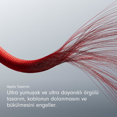 USB-C'den USB-C'ye Örgülü Kablo, Hızlı Şarj, Dayanıklı/Dolanmayan, Apple ve Android Aygıtlar İçin Uyumlu Şarj Kablosu (1,5 m) – Ateş Kırmızısı