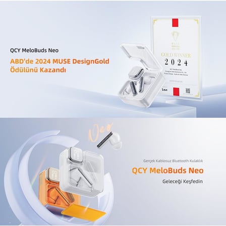 T31 Melobuds Neo ENC 4 Mikrofon Dijital Güç Göstergesi Bluetooth 5.3 Kablosuz Kulaklık Mavi