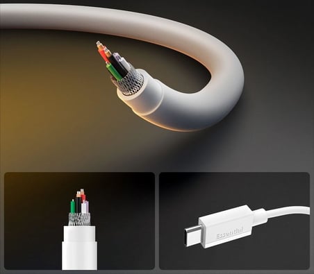 USB-C to USB-C 1 Metre Kablo 60W Güç/PPS 2.0 Super Hızlı Şarj / 480 Mbps Data Aktarım Hızı Type-C Ekstra Dayanıklı White - ACA08717