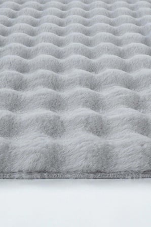 Gri Yumuşak Bubble Kaymaz Özel Taban Peluş Halı Yolluk, 150 x 220