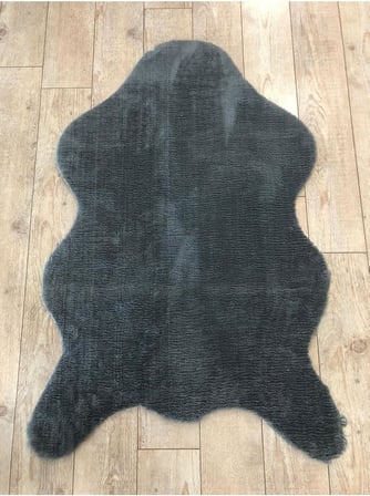 Koyu Gri Peluş Yumuşak Post Halı, 60 x 90