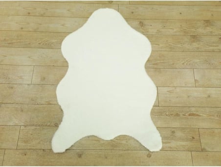Beyaz Peluş Yumuşak Post Halı, 100 x 140