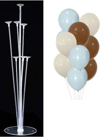 Balon Standı ve 10 Adet Siyah Beyaz ve Şeffaf Konfetili Balon Set