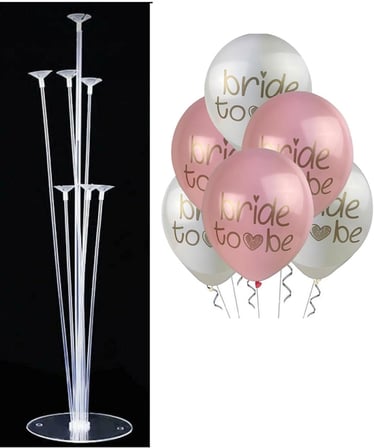 Balon Standı ve 10 Adet Siyah Beyaz ve Şeffaf Konfetili Balon Set