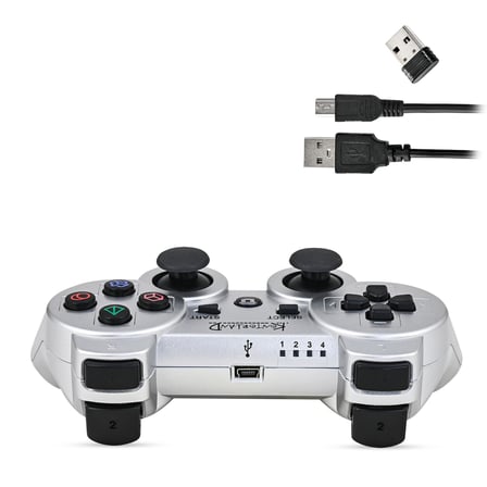 P3G - PS3/PC Uyumlu Titreşimli Kablosuz Oyun Kolu GamePad (Gümüş)