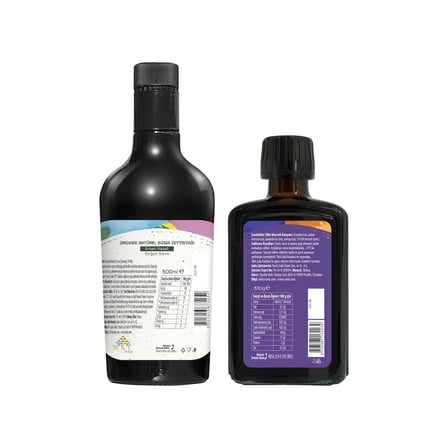 Ürün - Ravla Mor Meyveli Karışım - 330g / Organik Zeytinyağı - Bebek Çocuk Yüksek Polifenol 500ml