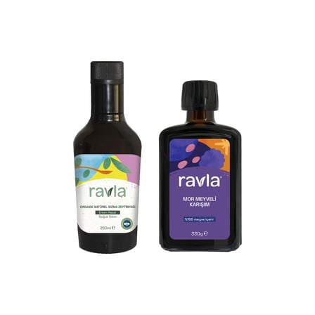 Ürün - Ravla Mor Meyveli Karışım 330g / Ravla Organik Zeytinyağı - Bebek Çocuk Yüksek Polifenol 250ml