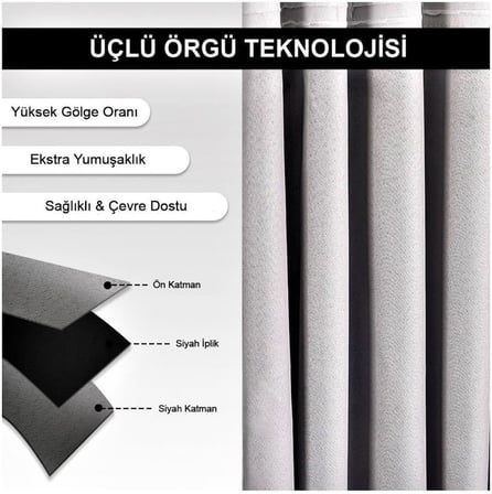 Perde Siyah Blackout Karartma Perde 340 x 260