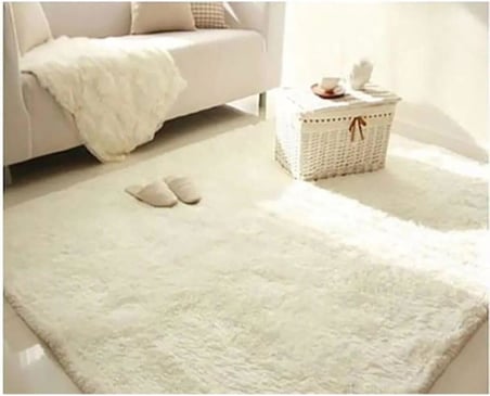 Carpet Krem Rengi Lüks Raschel Kaymaz Taban Peluş Halı Yolluk, 200 X 100