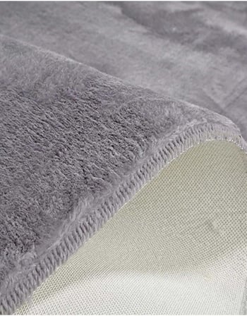 Carpet Açık Gri Lüks Raschel Kaymaz Taban Peluş Halı Yolluk, 200 x 190