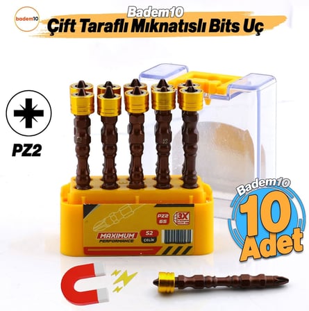 PZ2 Bits Uç 10 Adet 65 mm Renkli Vida Tutucu Sökme Yıldız Matkap Vidalama Ucu S2 Çeliği