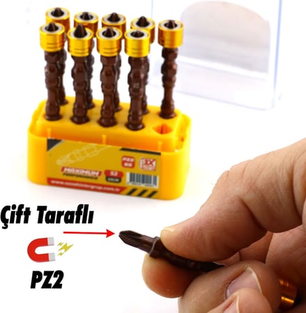 PZ2 Bits Uç 10 Adet 65 mm Renkli Vida Tutucu Sökme Yıldız Matkap Vidalama Ucu S2 Çeliği