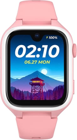 Tiger Kids Prime Akıllı Çocuk Saati, Görüntülü Görüşme, AMOLED Ekran, Android, GPS, 5MP Kamera, IP68 Su Geçirmez, Uzun Pil Ömrü, SOS, Dokunmatik Ekran, 4G, Silikon Kayış, Pembe