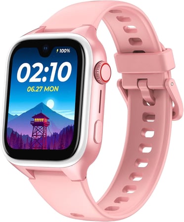 Tiger Kids Prime Akıllı Çocuk Saati, Görüntülü Görüşme, AMOLED Ekran, Android, GPS, 5MP Kamera, IP68 Su Geçirmez, Uzun Pil Ömrü, SOS, Dokunmatik Ekran, 4G, Silikon Kayış, Pembe