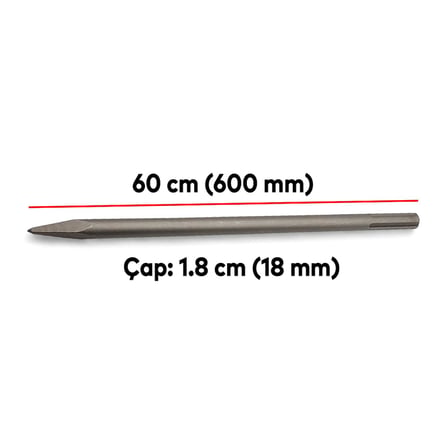 Düz Uç Kırıcı Keski Beton Kaya Taş Maden Delici Hilti Ucu 1.8 cm 60 cm 18 mm 600 mm