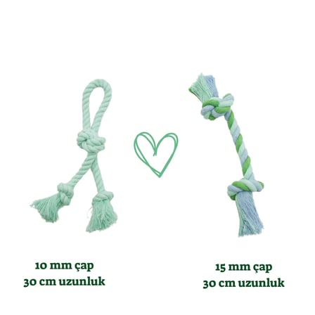 Pamuk Halat Seti - Yavru ve Küçük Irk Köpek Oyuncağı, Çekiştirme ve At Getir Oyuncağı, 2'li Set