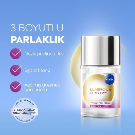Luminous630 Skin Glow Peeling Etkili Tonik 100 ml,Parlaklık, Aydınlık Cilt,Eşit Cilt Tonu, Gözenek Arındırıcı,AHA,BHA, Aloe Vera
