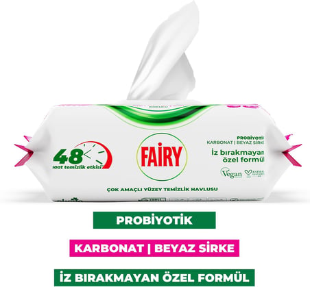 Cok Amacli Yuzey Temizlik Havlusu 100 Yaprak | Lilyum Cicegi | Beyaz Sirke & Karbonat | 48 Saat Temizlik Etkili | İ̇Z Birakmayan Formul