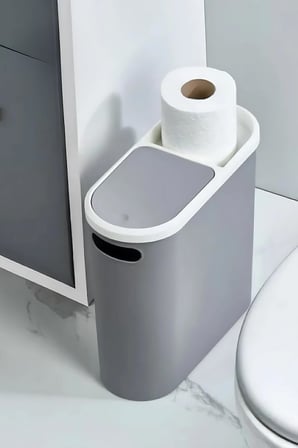 Litre Modern Tasarım Çöp Kovası – Banyo, Ofis, Mutfak İçin Hijyenik & Pratik Atık Kutusu, Gri