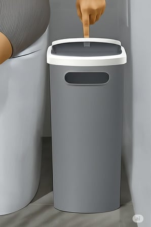 Litre Modern Tasarım Çöp Kovası – Banyo, Ofis, Mutfak İçin Hijyenik & Pratik Atık Kutusu, Gri