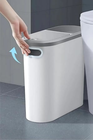 Litre Modern Tasarım Çöp Kovası – Banyo, Ofis, Mutfak İçin Hijyenik & Pratik Atık Kutusu, Gri
