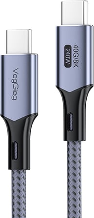 USB 4.0 E-Mark 240W 40Gbps Thunderbolt 4 8K 60Hz Type-C Görüntü Hızlı Şarj ve Data Kablosu 2 Metre