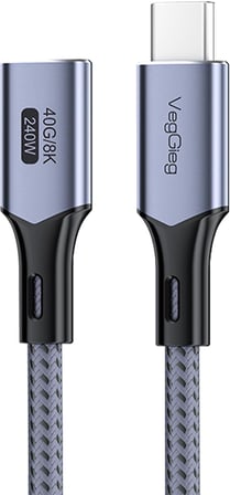 USB 4.0 E-Mark 240W 40Gbps Thunderbolt 4 8K 60Hz Type-C Uzatma Kablosu 50 CM