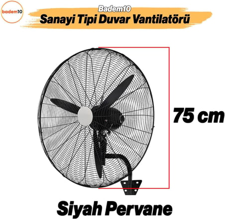 75 cm 210 W Duvar Vantilatörü Endüstriyel Geniş Sessiz Duvara Monte Fan