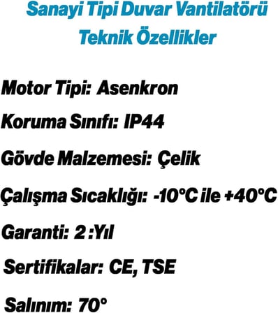 75 cm 210 W Duvar Vantilatörü Endüstriyel Geniş Sessiz Duvara Monte Fan