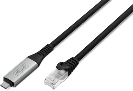 USB - Ethernet kablosu - Tip C - RJ45 - USB-C 3.2 Gen1-1 Gbit/s - 5 m - LSZH - CAT 6A S/FTP - AWG 26 - Tak ve Çalıştır - Siyah