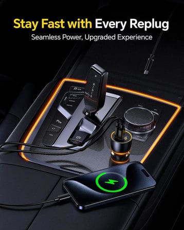 Superauto Araç İçi Şarjı, 3 Portlu PD 170W Type-C to Type-C, USB, Hızlı Şarj Çakmaklık Adaptörü, Siyah