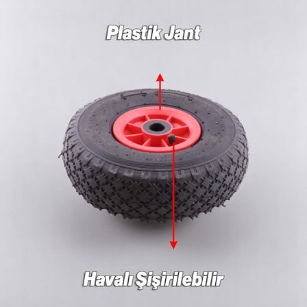 Jantlı Siboplu 260x85 mm El Arabası Tekeri Burçlu İç Lastikli Şişme Havalı Taşıma Arabaları