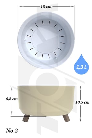 Saksı Ayaklı Dellikli Süzgeçli Plastik Sukulent Menekşe Aranjman Saksısı (Krem, 1.3 Litre)