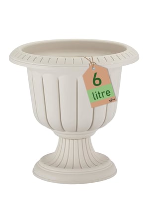 Ayaklı Deliksiz Plastik Nergis Saksı (1 Adet, 6 Litre, 30cm, Kirli Beyaz)
