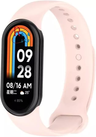 Mi Band 8 ile Uyumlu Spor Silikon Kordon Akıllı Saat Bileklik Kordonu Pembe