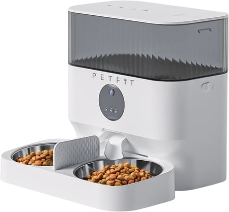 Pro Plus 5L Wi-Fi Kameralı Çift Kase Akıllı Otomatik Kedi Köpek Mama Kabı Besleme Ünitesi (Sesli Komut+Çelik Kase+APP Kontrol)