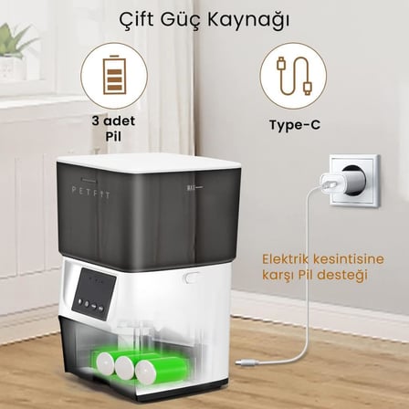 X 4L Wi-Fi Akıllı Otomatik Kedi Köpek Mama Kabı Besleme Ünitesi (Sesli Komut+Çelik Kase+APP Kontrol)