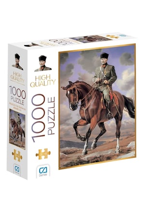 Games Atatürk ve Atı Sakarya 1000 Parça 2,2mm Kalınlık 48x68cm Profesyonel Hobi Puzzle Yapboz Serisi