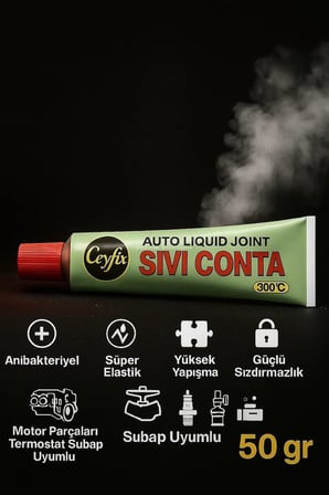 Sıvı Conta Yapıştırıcı, Süper Elastik, Yüksek Yapışma, Güçlü Sızdırmazlık, Motor Parçaları, Termostat, Subap Uyumlu, 50 gr