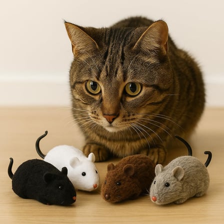 Kedi Oyuncağı 4'lü Set – Hareketli Fare Şeklinde Peluş Oyuncak – Kediler İçin Etkileşimli, Dayanıklı ve Av İçgüdüsünü Tetikleyen Eğlenceli Egzersiz Oyuncağı