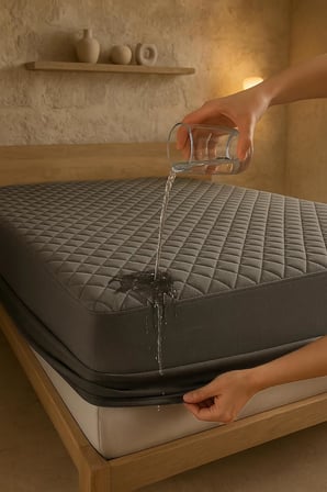 Alezi Pamuklu Kapitone Fitted Full Kenar Sıvı Geçirmez Yatak Koruyucu Gri (140 x 200)