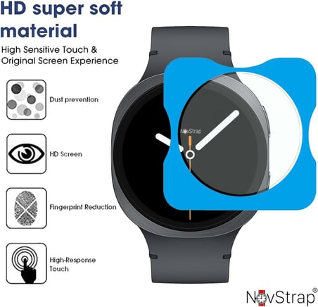 Samsung Galaxy Watch 8 44mm ile Uyumlu Ekran Koruyucu 9H Temperli Cam Kolay Uygulama Aparat