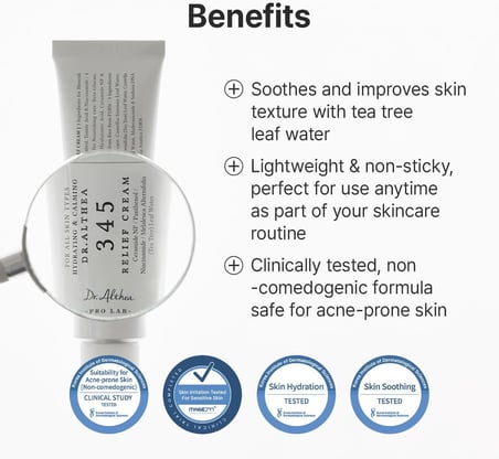 Althea 345 Relief Cream | Akne Karşıtı Niacinamide Resveratrol Centella Yatıştırıcı Nemlendirici Krem 50 ml