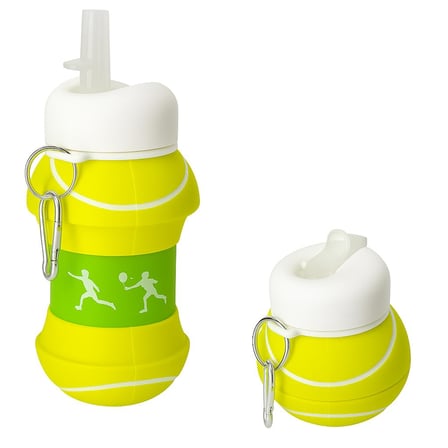 Basketbol ve Tenis Topu Şeklinde Katlanabilir Matara, 0.5L Silikon Spor Su Şişesi, Taşınabilir ve Hafif (Tenis)